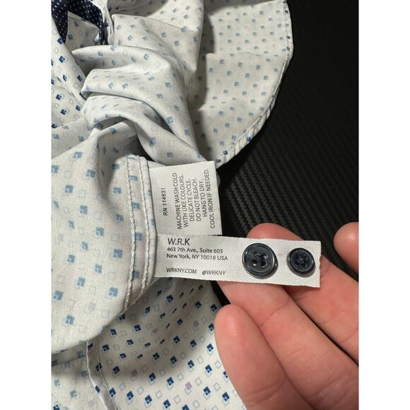 WRK 4 Way Stretch Performance Long Sleeve Button Up Geometric Print Size 16 Lrg - Picture 9 of 14